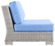 Outdoor Patio Wicker Rattan 9-Piece Sectional Sofa Furniture Set Gray and Blue