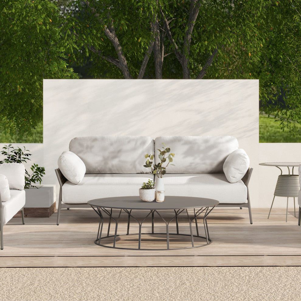 Jasper 3-Piece Weaving Outdoor Patio Conversation Set, Wheat Beige