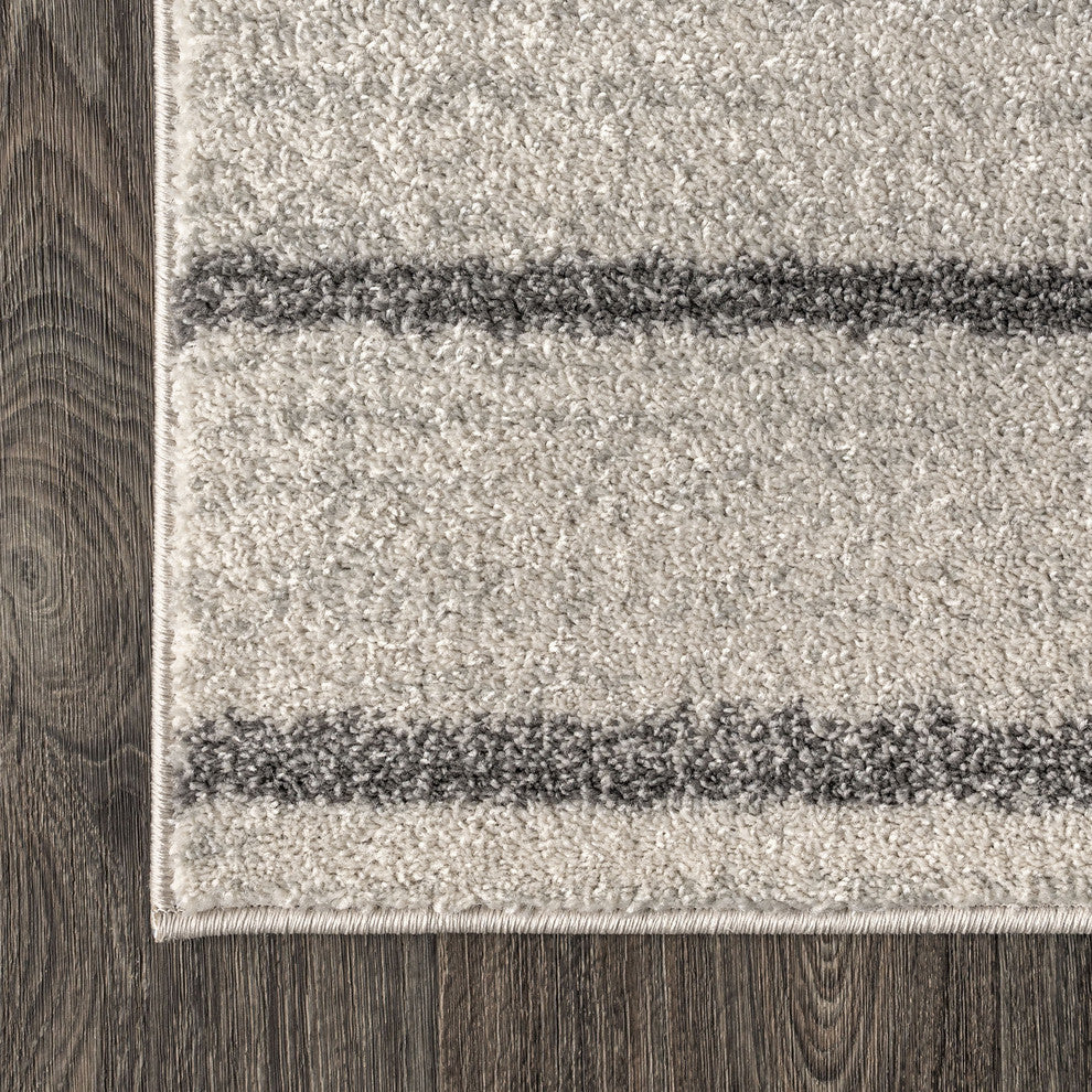 Williamsburg Minimalist Stripe Rug, Cream/Gray, 5 X 8
