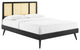 Kelsea Cane and Wood King Platform Bed With Splayed Legs MOD-6698-BLK