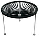 Zicatela Indoor/Outdoor Handmade Side Table, Black Weave, Chrome Frame