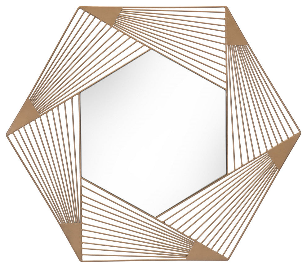 Frame Wall Mirror, Glass, Steel Metal, Gold, Bedroom Living