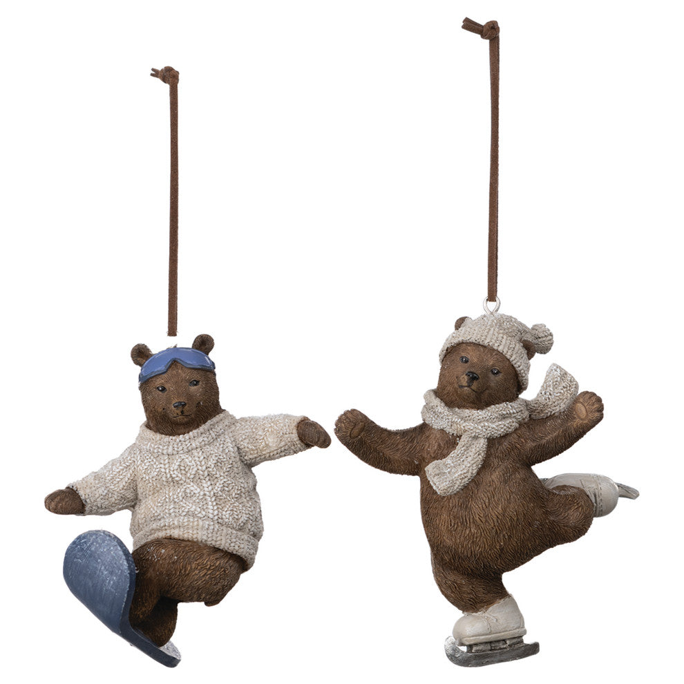 Skate and Snowboard Bear Ornament, 4-Piece Set