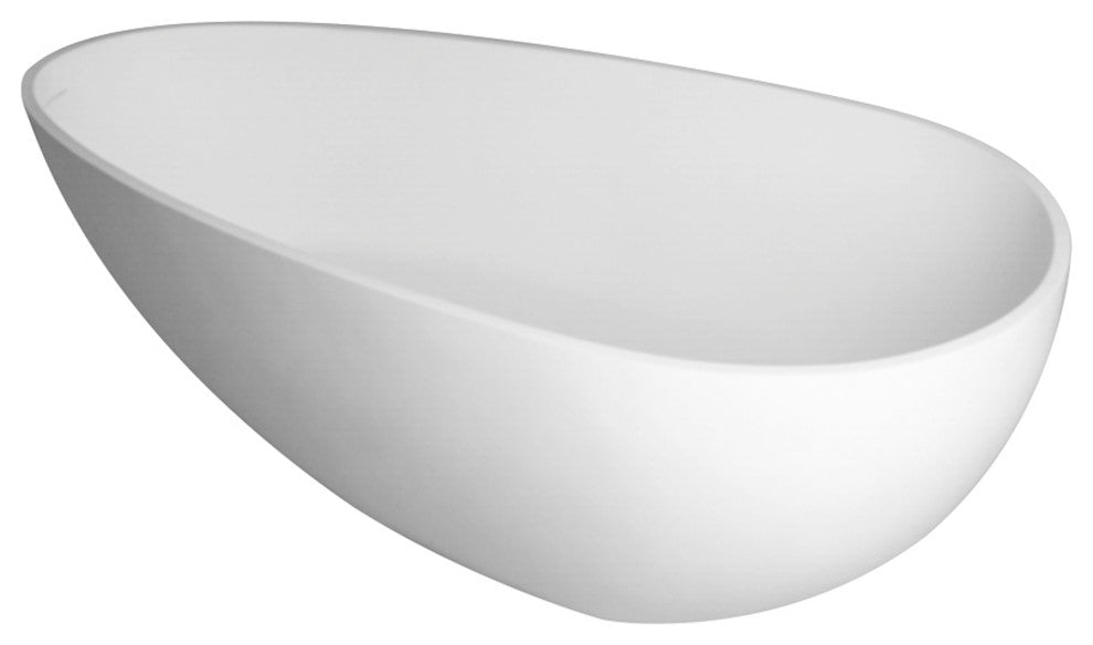 59 in. W Solid Surface Freestanding Flatbottom Soaking Bathtub in Matte White