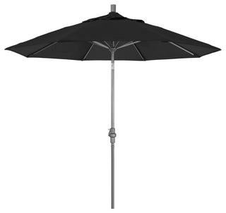 9' Grey Collar Tilt Lift Fiberglass Rib Aluminum Umbrella, Olefin, Black