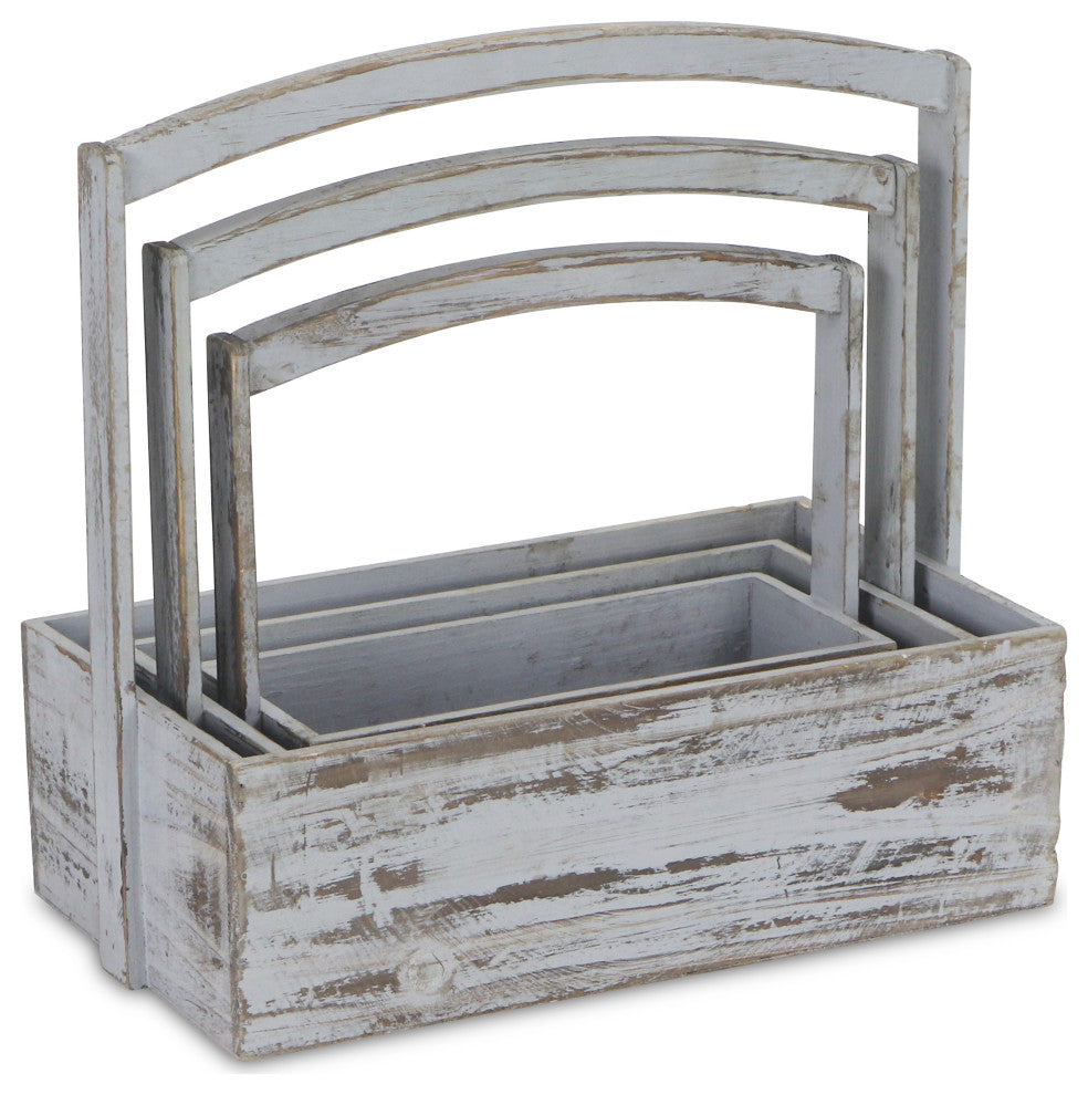 3-Piece Washed Wooden Storage Container Set