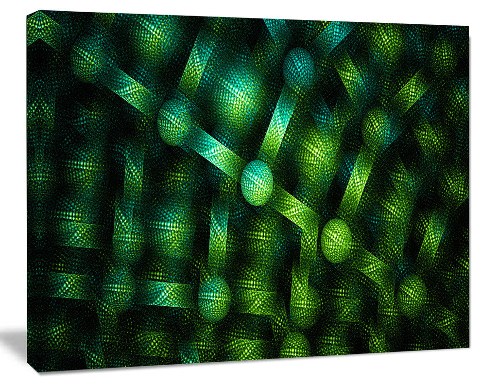 Crystal Cell Green Steel Texture, Oversized Abstract Canvas Art Print, 60x40