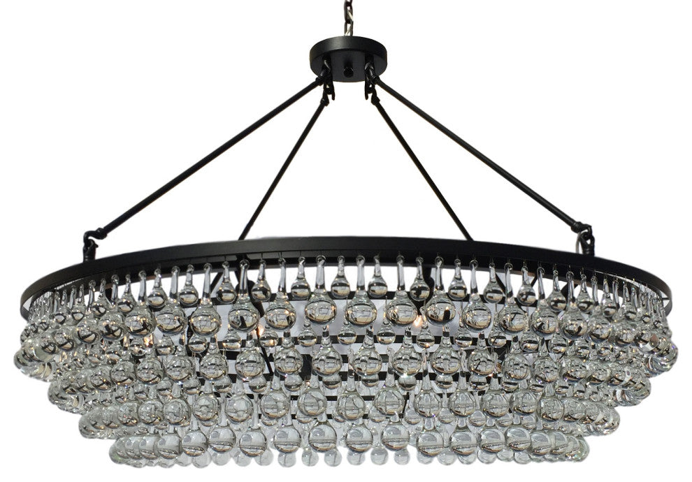 Celeste XL Crystal Chandelier, Hanging or Flush mount, Black