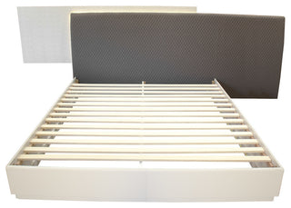 Naple, Gray Silver Line Modern Platform Bed, Queen