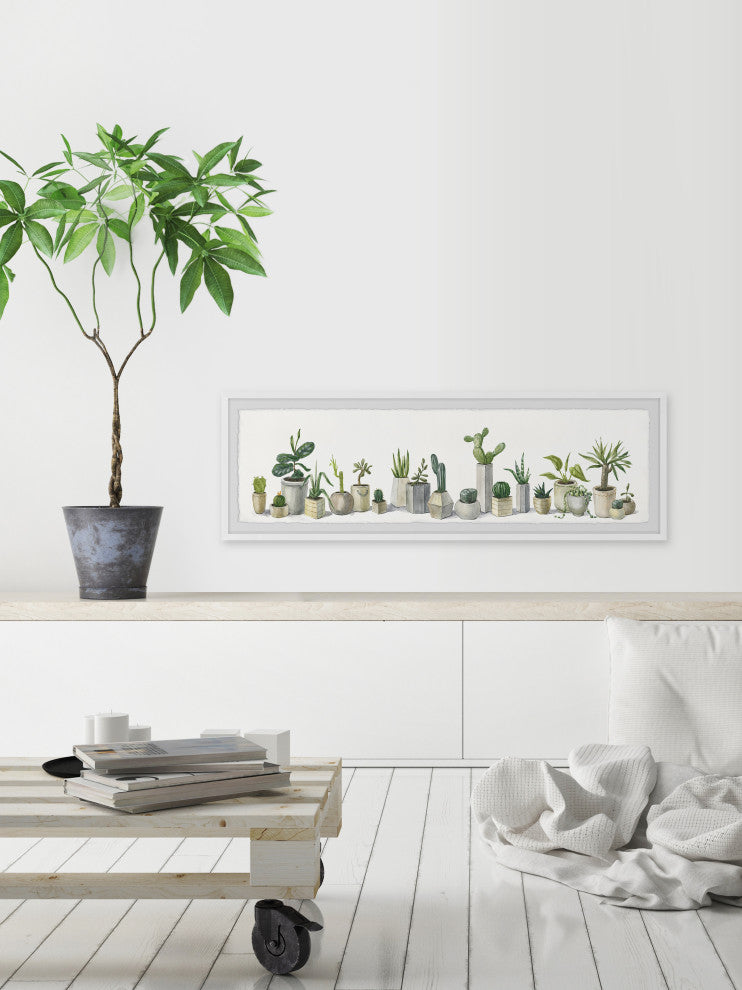 "Splendid Succulents" Framed Painting Print, 30x10