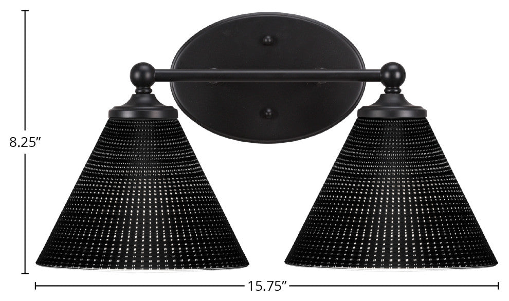 Capri 2-Light Bath Bar, Matte Black/Black Matrix
