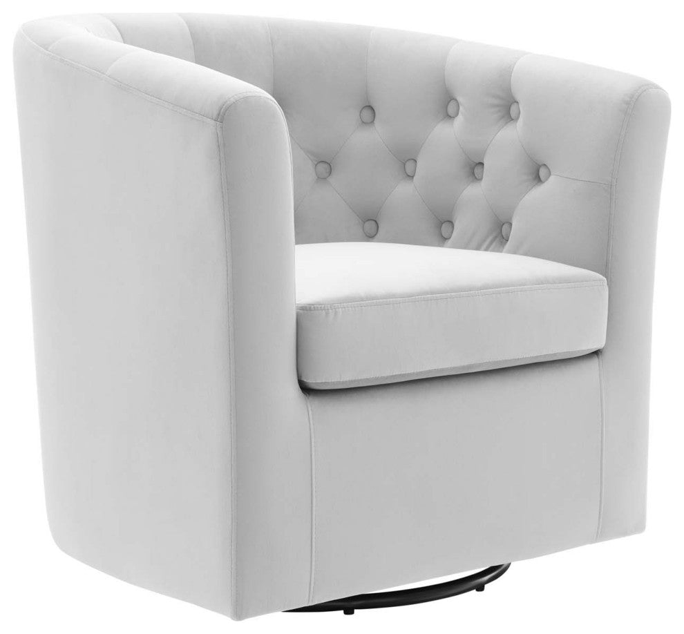 Prospect Tufted Performance Velvet Swivel Armchair - Light Gray