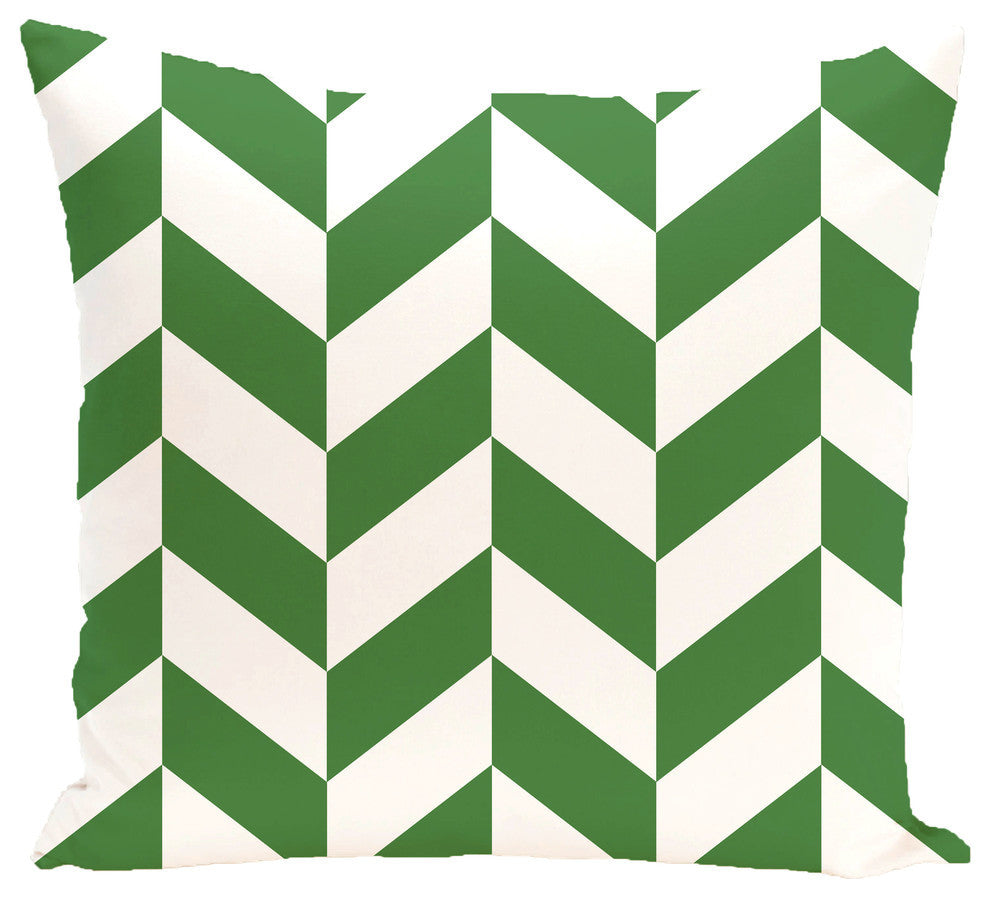 Zigzag Jag Geometric Print Outdoor Pillow, Leaf, 18"x18"