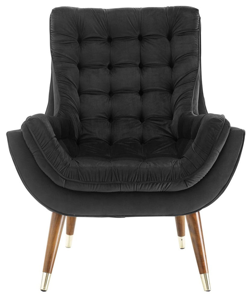 Suggest Button Tufted Upholstered Velvet Lounge Chair