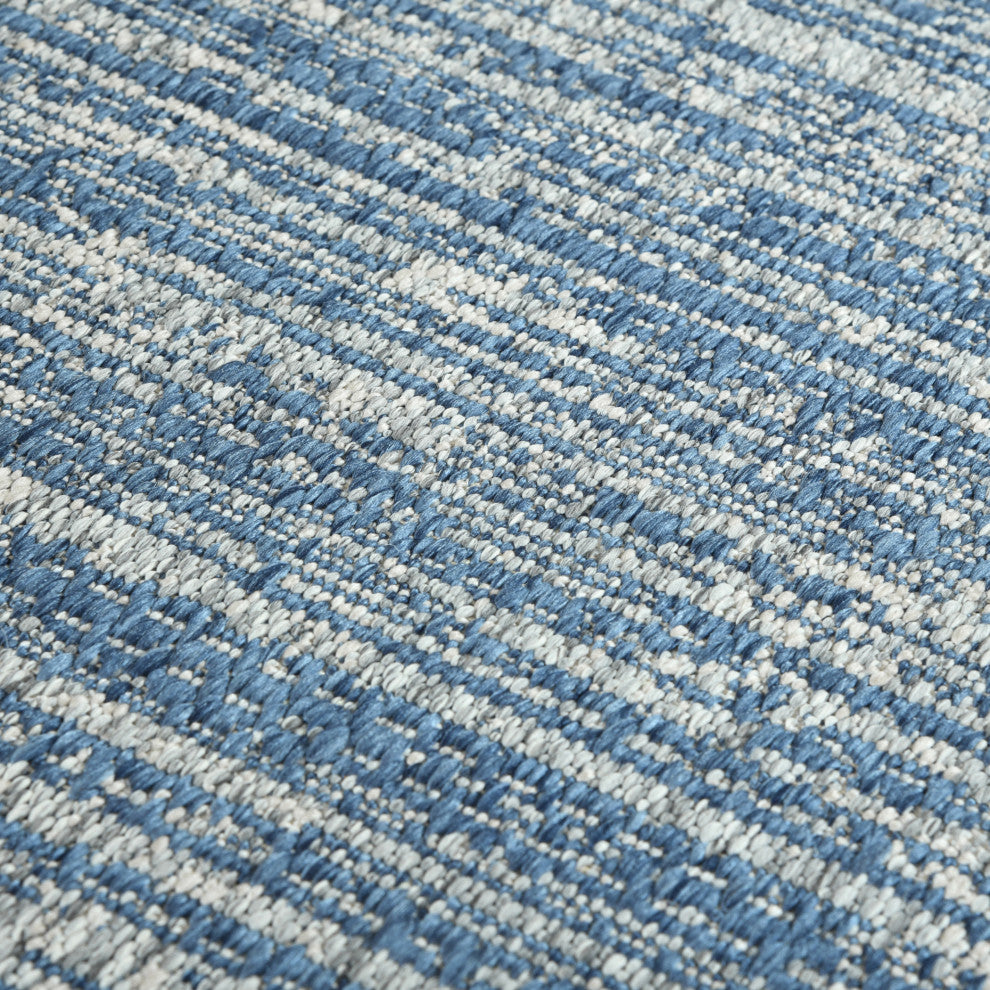 Maryland Cecil Indoor/Outdoor Runner, Blue, 2'4" x 8', Striped