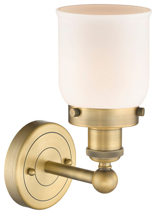 Small Bell 1-Light 7" Sconce, Brushed Brass Finish, Matte White Shade