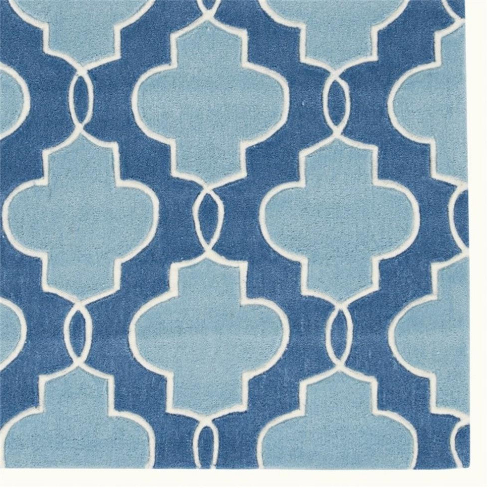 Linon Trio Tile Hand Tufted Polyester 1'10"x2'10" Rug in Blue