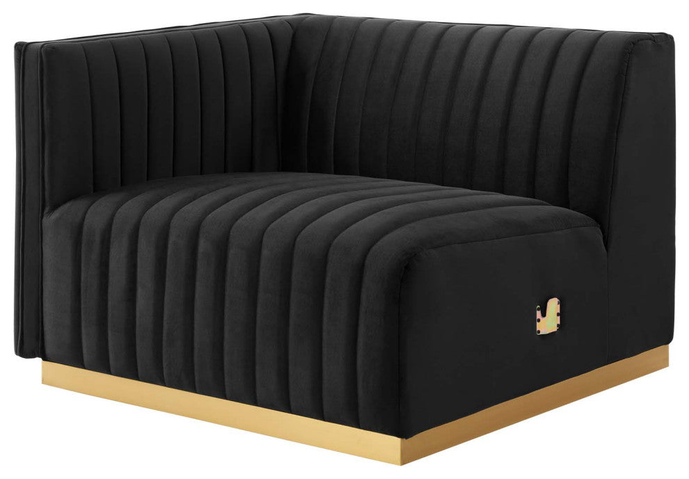 Conjure Channel Tufted Performance Velvet Loveseat, Gold Black