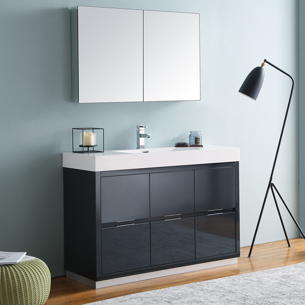 Valencia 48" Dark Slate Gray Free Standing Vanity Set, Cabinet, Faucet FFT9161BN