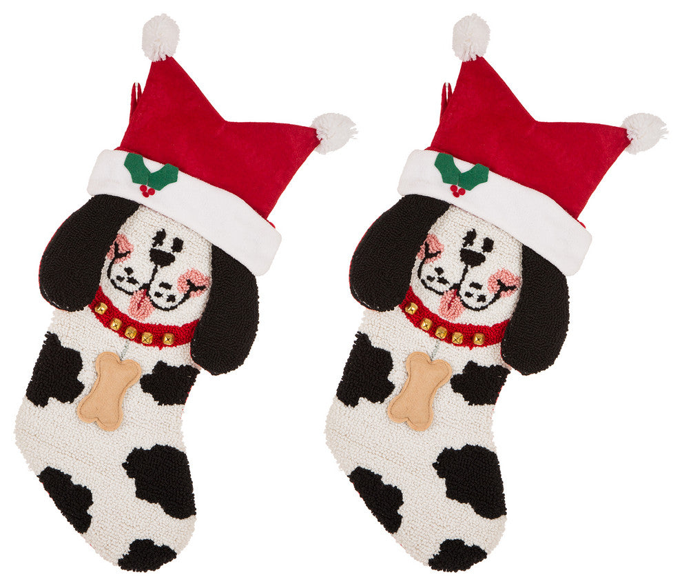 Set of 2 Hooked Stocking, 3D Dog