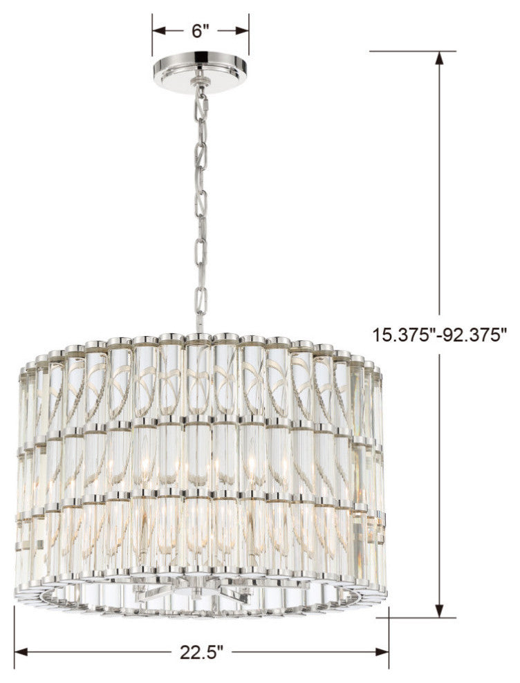 Libby Langdon for Crystorama Elliot 6 Light Polished Nickel Chandelier