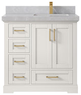 Boston 36" Right Offset Bath Vanity in Alabaster 2" Pearl Gray