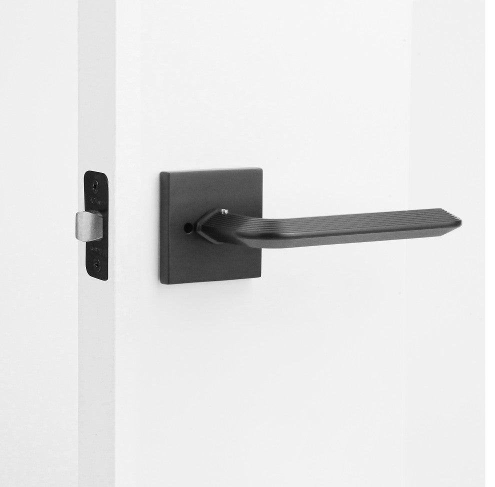 Modern Heavy Duty Designer Interior Door Lever - Crosby Collection, Matte Black, Passage Right Hand