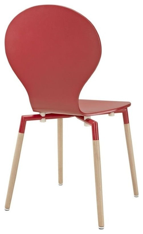 Modern Red Path Dining Wood Side Chair