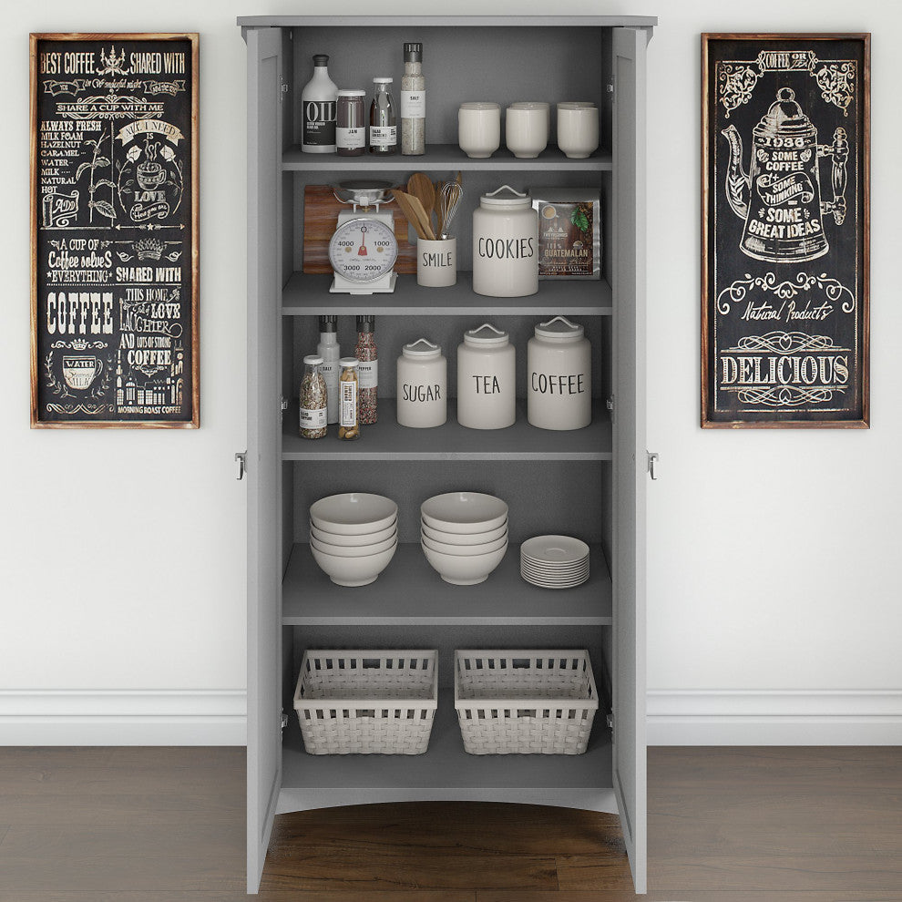 Salinas Kitchen Pantry Cabinet With Doors, Gray