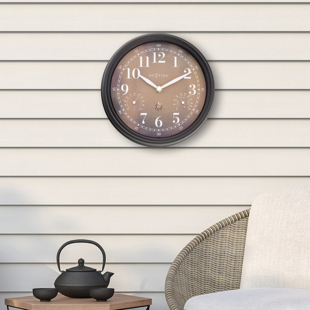 Jasmine 9.25 Inch Weatherstation Outdoor Wall Clock