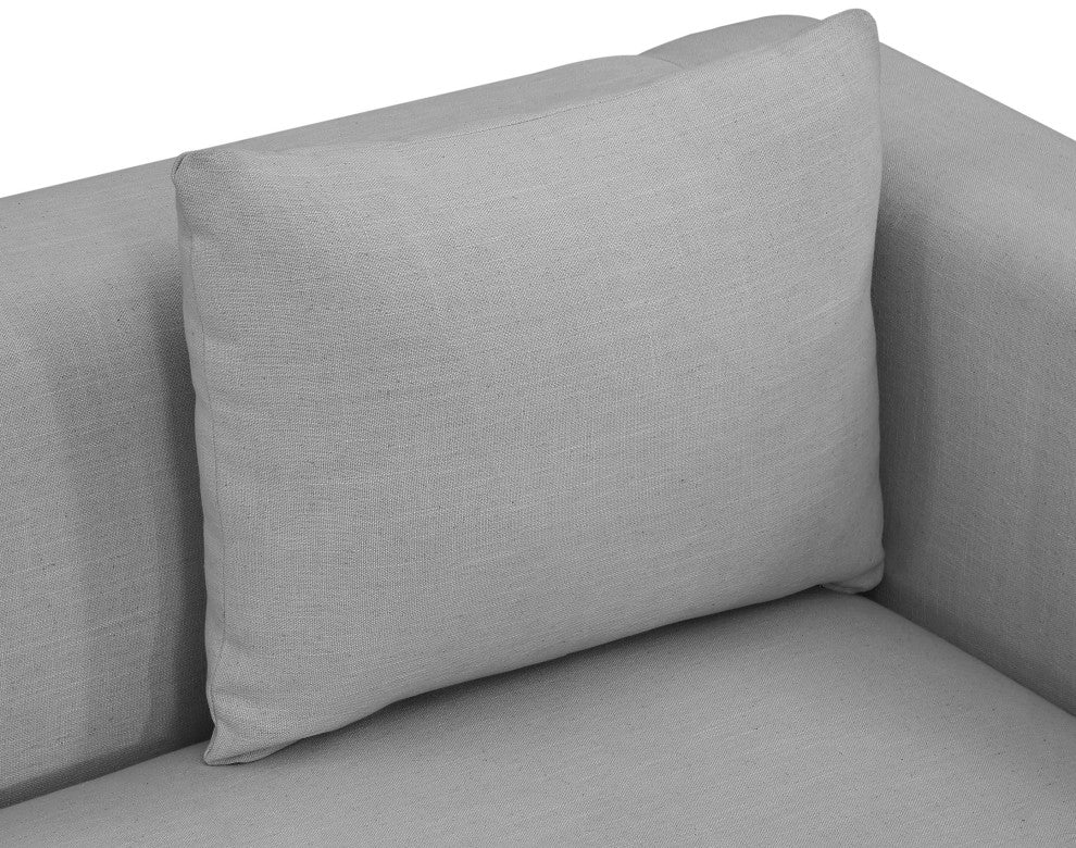 Alfie Linen Textured Fabric Upholstered Loveseat, Grey