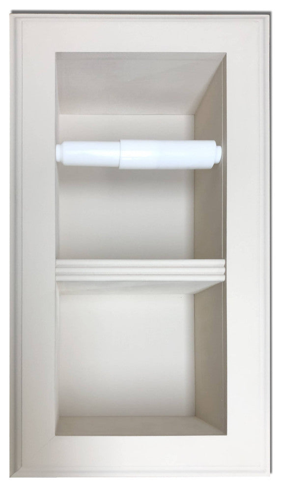 Bayshore Recessed Solid Wood Double Toilet Paper Holder 7 x 14.5, Primed Gray