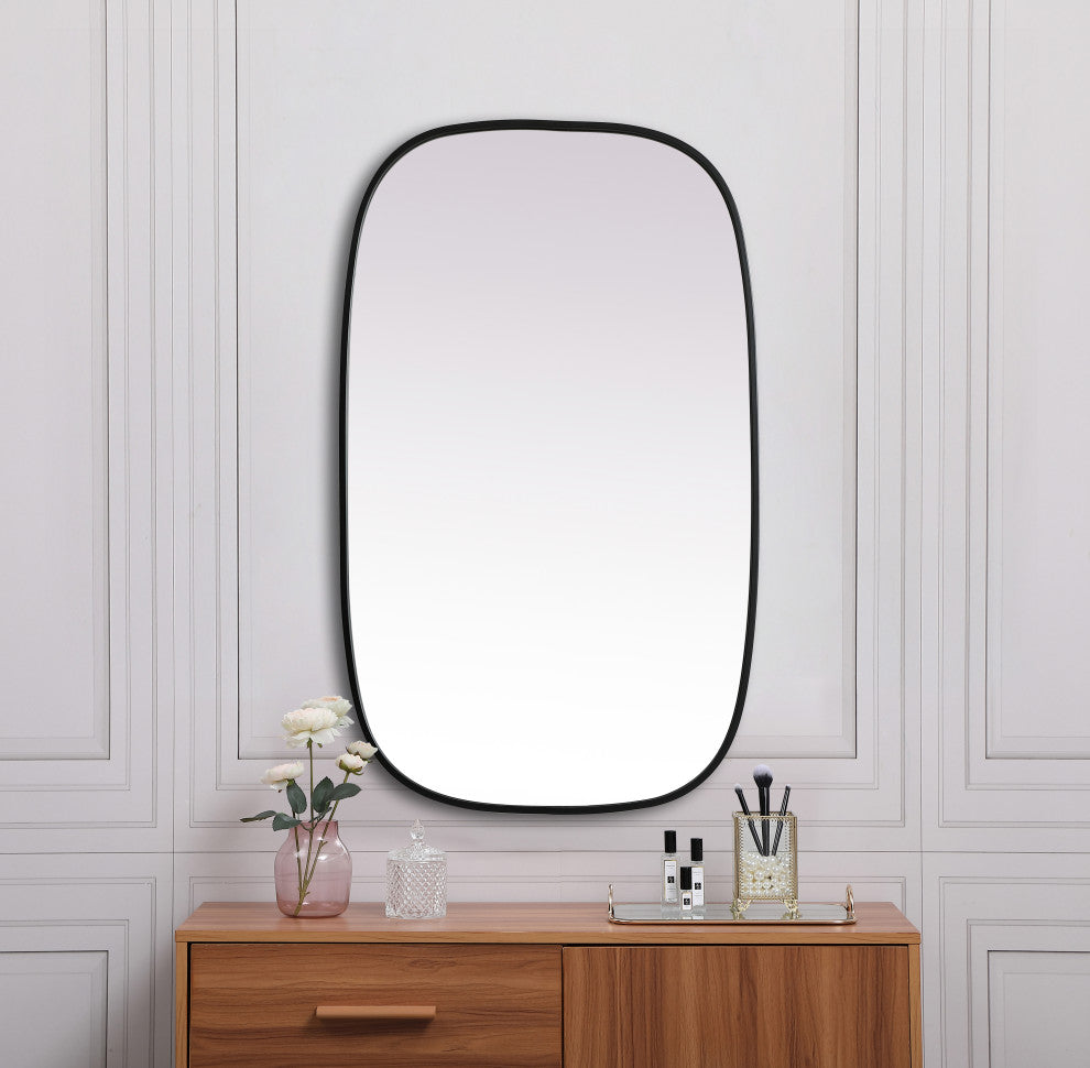 Metal Frame Oval Mirror 24X40 Inch, Black