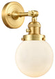 Beacon Sconce With Switch, Satin Gold, Matte White