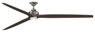Fanimation Spitfire 96" Fan/LED Light, Brushed Nickel, Brushed Nickel/Dark Walnut Wood Blades