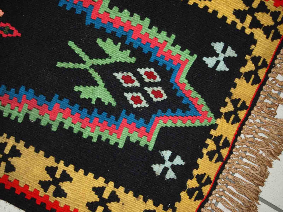Handmade Vintage prayer Turkish Anatolian Kilim, 2.2'x4.4', 67cmx135cm 1970s