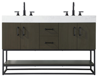 Home Living 54" Double Bathroom Vanity, Mocha Brown