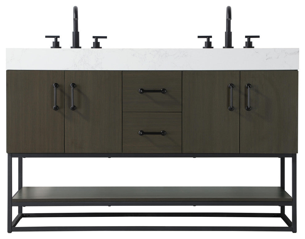 Home Living 54" Double Bathroom Vanity, Mocha Brown