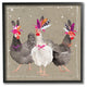 Fancy Pants Chickens in Headdresses Pow Wow Framed Giclee, 12"x12"