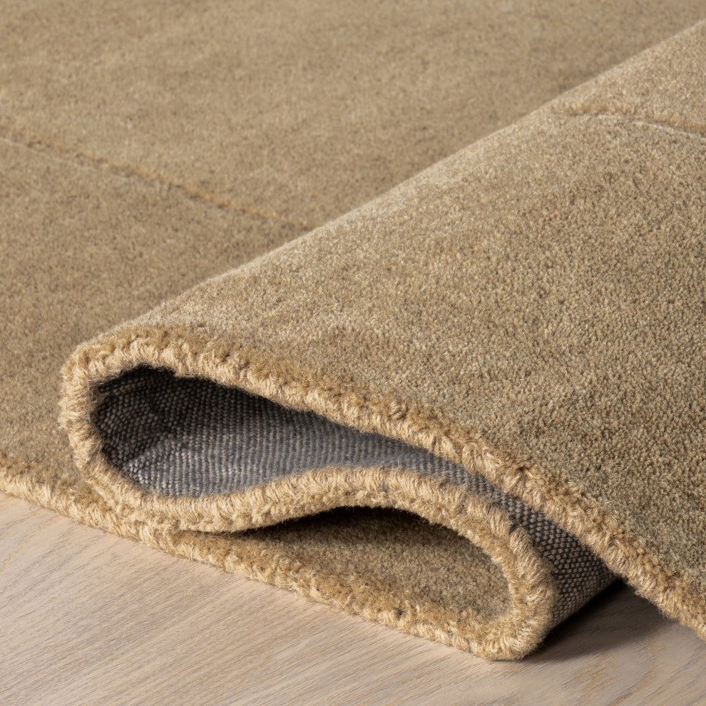 Venace Abstract Wool Area Rug, Brown 6' x 9' Shaped