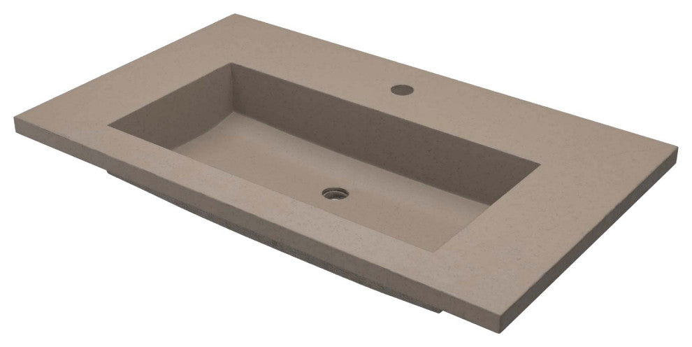 36" Capistrano Vanity Top with Integral Sink, Earth, Single Faucet Hole