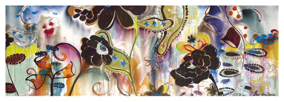 "Garden Gone Paisley" Digital Paper Print by Joan Elan Davis, 74"x26"