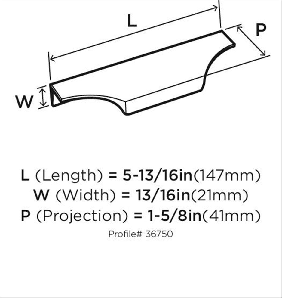 Extent 4-3/16" CTC Cabinet Edge Pull, Polished Chrome