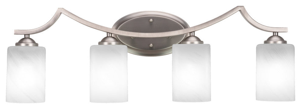 Zilo 4 Light Bath Bar Shown, Graphite Finish With 4" White Marble Glass