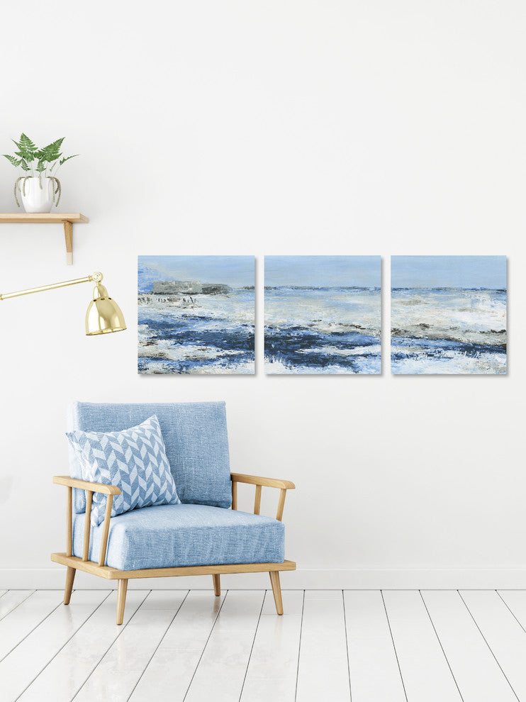 Ultimate Blue Waves II Triptych, 54"x18"