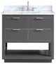 Avanity Allie 37 In. Vanity, Twilight Gray/ Silver, Natural 1" Carrara White Marble Countertop and Backsplash