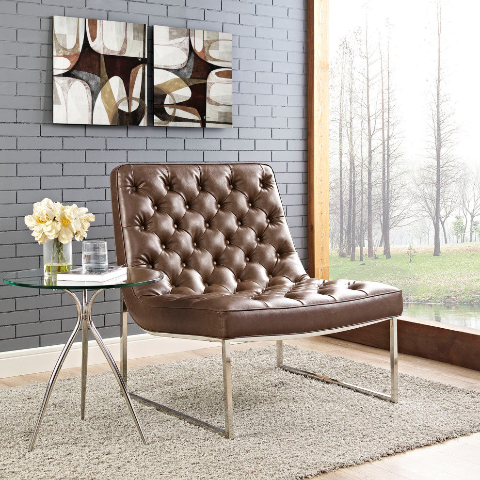 Modern Brown Ibiza Upholstered Vinyl Lounge Chair