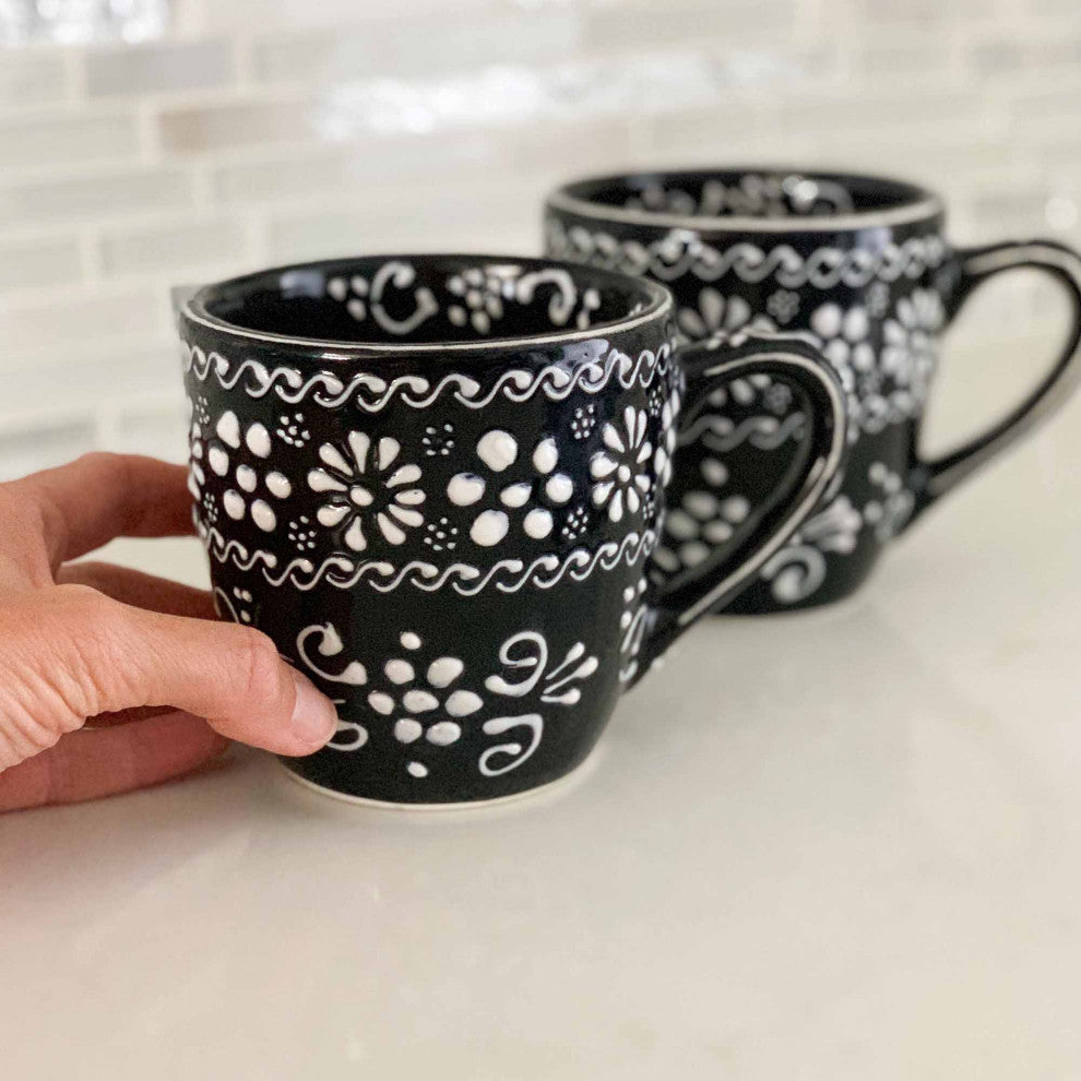 Handmade Pottery Mugs, Set of 2, Ink