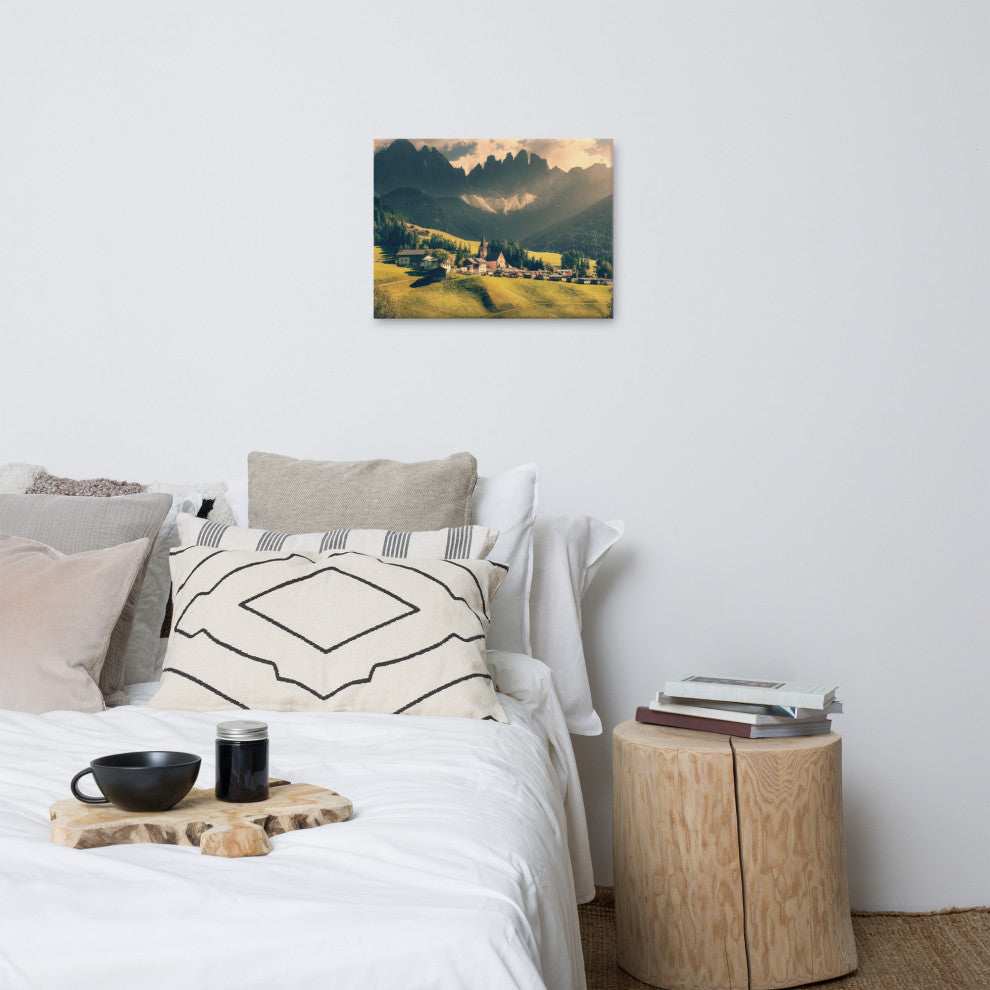 Sun Rays and Santa Maddalena Landscape Photo Canvas Wall Art Prints, 18" X 24"
