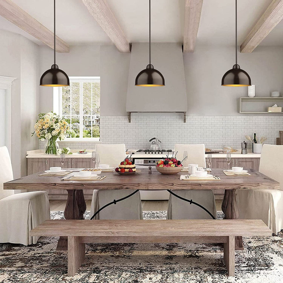 Farmhouse Island Pendant Light, Industrial, Indoor, Oil Rubbed Bronze